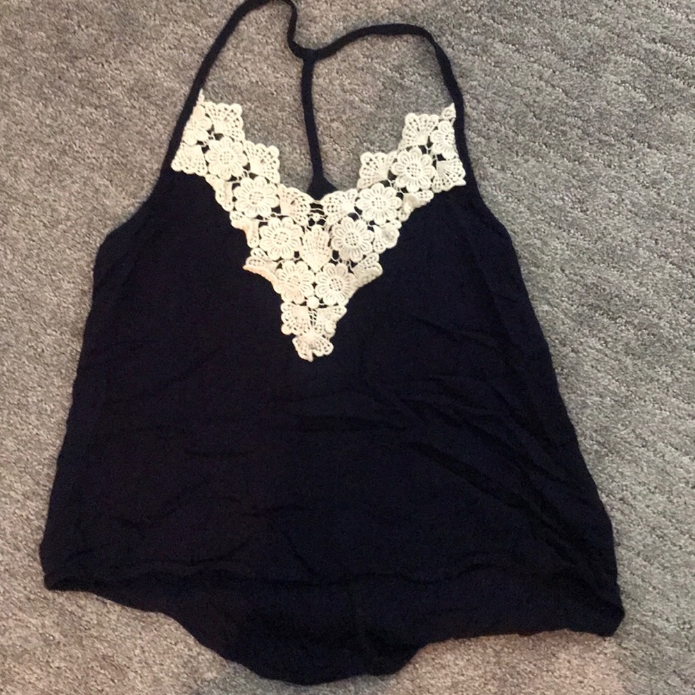 Navy Blue Top with Lace
